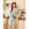 image:imageEkouaer Nightgowns for Women Short Sleeve Sleep Shirts V Neck Nightshirts Soft Sleepshirt Caual T Shirt SleepdressLight Grey Stripe