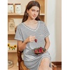 image:imageEkouaer Nightgowns for Women Short Sleeve Sleep Shirts V Neck Nightshirts Soft Sleepshirt Caual T Shirt SleepdressLight Grey Stripe