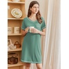 image:imageEkouaer Nightgowns for Women Short Sleeve Sleep Shirts V Neck Nightshirts Soft Sleepshirt Caual T Shirt SleepdressMedium Green