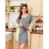 image:imageEkouaer Nightgowns for Women Short Sleeve Sleep Shirts V Neck Nightshirts Soft Sleepshirt Caual T Shirt SleepdressMedium Grey