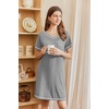 image:imageEkouaer Nightgowns for Women Short Sleeve Sleep Shirts V Neck Nightshirts Soft Sleepshirt Caual T Shirt SleepdressMedium Grey