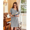 image:imageEkouaer Nightgowns for Women Short Sleeve Sleep Shirts V Neck Nightshirts Soft Sleepshirt Caual T Shirt SleepdressMedium Grey