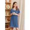 image:imageEkouaer Nightgowns for Women Short Sleeve Sleep Shirts V Neck Nightshirts Soft Sleepshirt Caual T Shirt SleepdressNavy