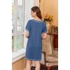 image:imageEkouaer Nightgowns for Women Short Sleeve Sleep Shirts V Neck Nightshirts Soft Sleepshirt Caual T Shirt SleepdressNavy