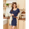 image:imageEkouaer Nightgowns for Women Short Sleeve Sleep Shirts V Neck Nightshirts Soft Sleepshirt Caual T Shirt SleepdressNavy Blue