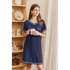 image:imageEkouaer Nightgowns for Women Short Sleeve Sleep Shirts V Neck Nightshirts Soft Sleepshirt Caual T Shirt SleepdressNavy Blue