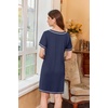 image:imageEkouaer Nightgowns for Women Short Sleeve Sleep Shirts V Neck Nightshirts Soft Sleepshirt Caual T Shirt SleepdressNavy Blue