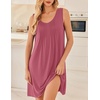 image:imageEkouaer Nightgowns for Women Sleeveless Sleep Shirt Tank Night Gown V Neck Chemise Pleated Night Shirt Soft Sleep DressCherry Red