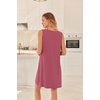 image:imageEkouaer Nightgowns for Women Sleeveless Sleep Shirt Tank Night Gown V Neck Chemise Pleated Night Shirt Soft Sleep DressCherry Red