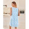 image:imageEkouaer Nightgowns for Women Sleeveless Sleep Shirt Tank Night Gown V Neck Chemise Pleated Night Shirt Soft Sleep DressFloral Blue