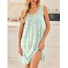 image:imageEkouaer Nightgowns for Women Sleeveless Sleep Shirt Tank Night Gown V Neck Chemise Pleated Night Shirt Soft Sleep DressFloral Light Green