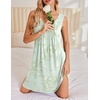 image:imageEkouaer Nightgowns for Women Sleeveless Sleep Shirt Tank Night Gown V Neck Chemise Pleated Night Shirt Soft Sleep DressFloral Light Green