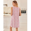 image:imageEkouaer Nightgowns for Women Sleeveless Sleep Shirt Tank Night Gown V Neck Chemise Pleated Night Shirt Soft Sleep DressFloral Pink