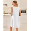 image:imageEkouaer Nightgowns for Women Sleeveless Sleep Shirt Tank Night Gown V Neck Chemise Pleated Night Shirt Soft Sleep DressFloral White