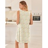 image:imageEkouaer Nightgowns for Women Sleeveless Sleep Shirt Tank Night Gown V Neck Chemise Pleated Night Shirt Soft Sleep DressFloral Yellow