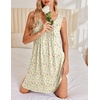 image:imageEkouaer Nightgowns for Women Sleeveless Sleep Shirt Tank Night Gown V Neck Chemise Pleated Night Shirt Soft Sleep DressFloral Yellow