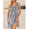 image:imageEkouaer Nightgowns for Women Sleeveless Sleep Shirt Tank Night Gown V Neck Chemise Pleated Night Shirt Soft Sleep DressGray Floral