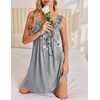 image:imageEkouaer Nightgowns for Women Sleeveless Sleep Shirt Tank Night Gown V Neck Chemise Pleated Night Shirt Soft Sleep DressGray Floral