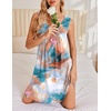 image:imageEkouaer Nightgowns for Women Sleeveless Sleep Shirt Tank Night Gown V Neck Chemise Pleated Night Shirt Soft Sleep DressMarble Tie Dye