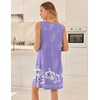 image:imageEkouaer Nightgowns for Women Sleeveless Sleep Shirt Tank Night Gown V Neck Chemise Pleated Night Shirt Soft Sleep DressPurple Flowers