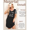 image:imageEkouaer Nightgowns for Women Soft Sleep Shirts with Pockets Short Sleeves Printed Crewneck NightshirtBlack