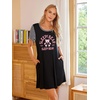 image:imageEkouaer Nightgowns for Women Soft Sleep Shirts with Pockets Short Sleeves Printed Crewneck NightshirtBlack Bear