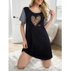image:imageEkouaer Nightgowns for Women Soft Sleep Shirts with Pockets Short Sleeves Printed Crewneck NightshirtBlack Leopard
