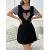 image:imageEkouaer Nightgowns for Women Soft Sleep Shirts with Pockets Short Sleeves Printed Crewneck NightshirtBlack Leopard