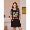 image:imageEkouaer Nightgowns for Women Soft Sleep Shirts with Pockets Short Sleeves Printed Crewneck NightshirtBlack Ma Ma Mummy