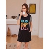 image:imageEkouaer Nightgowns for Women Soft Sleep Shirts with Pockets Short Sleeves Printed Crewneck NightshirtBlack Ma Ma Mummy