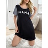 image:imageEkouaer Nightgowns for Women Soft Sleep Shirts with Pockets Short Sleeves Printed Crewneck NightshirtBlack Mama