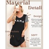 image:imageEkouaer Nightgowns for Women Soft Sleep Shirts with Pockets Short Sleeves Printed Crewneck NightshirtBlack Mama