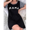 image:imageEkouaer Nightgowns for Women Soft Sleep Shirts with Pockets Short Sleeves Printed Crewneck NightshirtBlack Mama