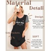 image:imageEkouaer Nightgowns for Women Soft Sleep Shirts with Pockets Short Sleeves Printed Crewneck NightshirtBlack Mew