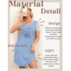 image:imageEkouaer Nightgowns for Women Soft Sleep Shirts with Pockets Short Sleeves Printed Crewneck NightshirtBlue Moon Elephant