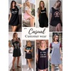 image:imageEkouaer Nightgowns for Women Soft Sleep Shirts with Pockets Short Sleeves Printed Crewneck NightshirtGrey Sleep Print