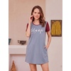 image:imageEkouaer Nightgowns for Women Soft Sleep Shirts with Pockets Short Sleeves Printed Crewneck NightshirtGrey Sleep Print