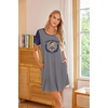 image:imageEkouaer Nightgowns for Women Soft Sleep Shirts with Pockets Short Sleeves Printed Crewneck NightshirtGrey Teddy College
