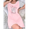 image:imageEkouaer Nightgowns for Women Soft Sleep Shirts with Pockets Short Sleeves Printed Crewneck NightshirtPink Coffee