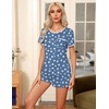 image:imageEkouaer Pajama Set for Women 2 Piece Lounge Set Short Sleeve Tops and Shorts Soft Sleepwear Chest PocketBluedot White Flower