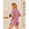 image:imageEkouaer Pajama Set for Women Bamboo Viscose Pjs Set Ultra Soft Short Sleeve Sleepwear 2 Piece Lounge Sets SXXLDark Pink