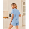 image:imageEkouaer Pajama Set for Women Bamboo Viscose Pjs Set Ultra Soft Short Sleeve Sleepwear 2 Piece Lounge Sets SXXLLight Blue