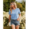 image:imageEkouaer Pajama Set for Women Bamboo Viscose Pjs Set Ultra Soft Short Sleeve Sleepwear 2 Piece Lounge Sets SXXLLight Blue