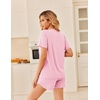 image:imageEkouaer Pajama Set for Women Bamboo Viscose Pjs Set Ultra Soft Short Sleeve Sleepwear 2 Piece Lounge Sets SXXLPink