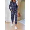image:imageEkouaer Pajamas For Women Comfy Long Sleeve Jogger Set Lounge Pjs Set With PocketsNavy Teddy Bear