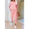 image:imageEkouaer Pajamas For Women Comfy Long Sleeve Jogger Set Lounge Pjs Set With PocketsPink Stripes