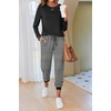 image:imageEkouaer Pajamas For Women Comfy Long Sleeve Jogger Set Lounge Pjs Set With PocketsStripe Black
