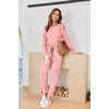 image:imageEkouaer Pajamas For Women Comfy Long Sleeve Jogger Set Lounge Pjs Set With PocketsStripesl Pink
