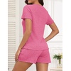 image:imageEkouaer Pajamas Sets for Women Ribbed Knit Sleepwear Set Soft Short Sleeve Pjs with Pockets Casual Lounge Sets with Pockets Pink M