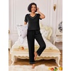 image:imageEkouaer Pajamas for Women Set 2 Piece Lounge Set Soft Pajama Sets Short Sleeve and Pants Pj Sets Loose Sleepwear with PocketsBlack